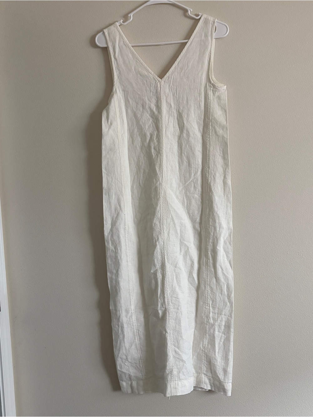 NWT MATE the Label Sleeveless V-Neck White Cream XS Linen Midi Dress - Picture 9 of 9